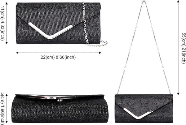 Naisten clutch, kimaltelevat paljetit, irrotettava ketju, 22x11 cm, tyylikäs iltalaukku
