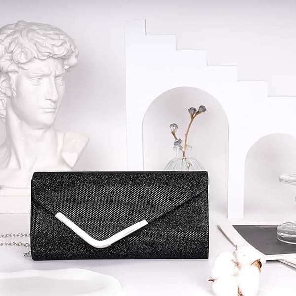 Naisten clutch, kimaltelevat paljetit, irrotettava ketju, 22x11 cm, tyylikäs iltalaukku