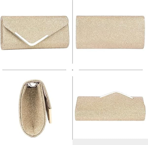 Naisten clutch, kimaltelevat paljetit, irrotettava ketju, 22x11 cm, tyylikäs iltalaukku