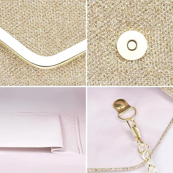 Naisten clutch, kimaltelevat paljetit, irrotettava ketju, 22x11 cm, tyylikäs iltalaukku