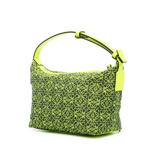 Pre-owned LOEWE Small Anagram Canvas Cubi Bag Green