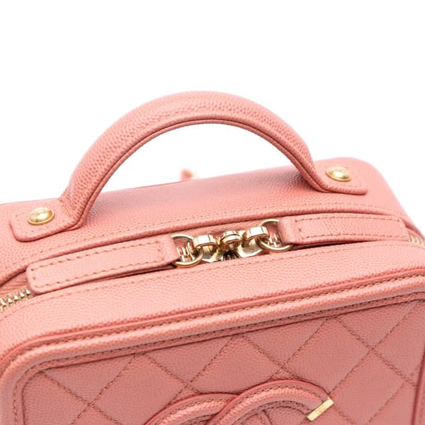 Pre-owned Chanel Small Caviar CC Filigree Vanity Bag Pink