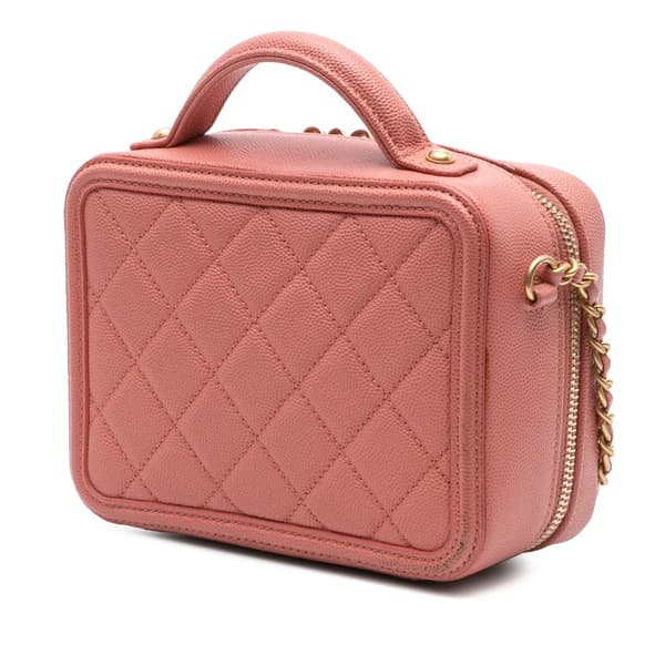 Pre-owned Chanel Small Caviar CC Filigree Vanity Bag Pink