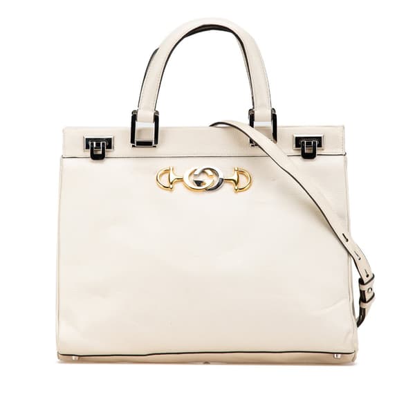 Pre-owned Gucci Medium Zumi Leather Satchel White