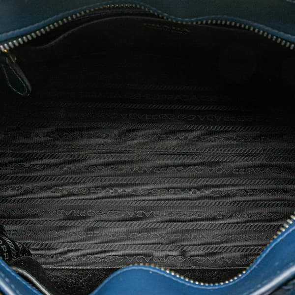 Pre-owned Prada Saffiano and City Calf Esplanade Satchel Blue