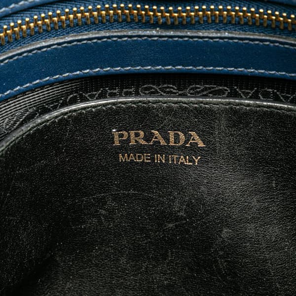 Pre-owned Prada Saffiano and City Calf Esplanade Satchel Blue