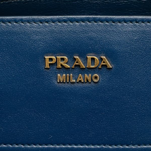 Pre-owned Prada Saffiano and City Calf Esplanade Satchel Blue