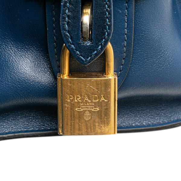 Pre-owned Prada Saffiano and City Calf Esplanade Satchel Blue