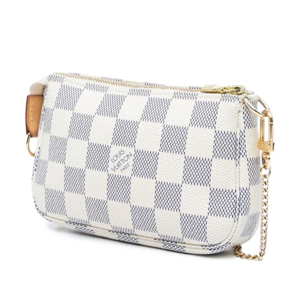 Pre-owned Louis Vuitton Damier Azur Mini Pochette Accessoires White