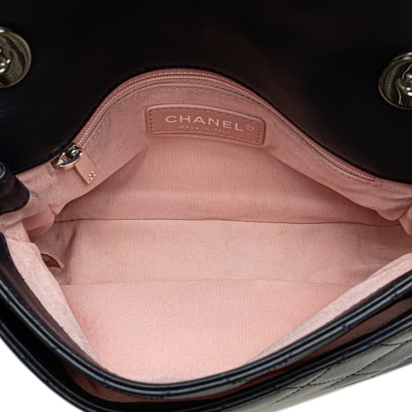 Pre-owned Chanel Quilted Lambskin and Tweed Elegant Trim Flap Blue
