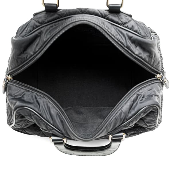 Pre-owned Chanel Paris New York Quilted Nylon Duffle Handbag Black