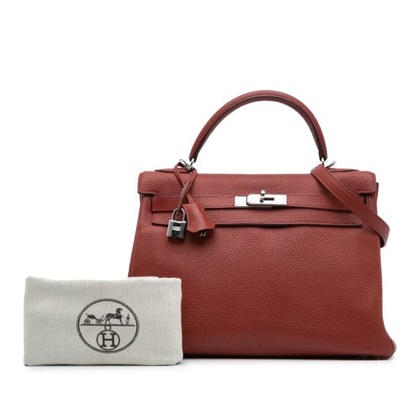 Pre-owned Hermès Clemence Kelly II Retourne 32 Red