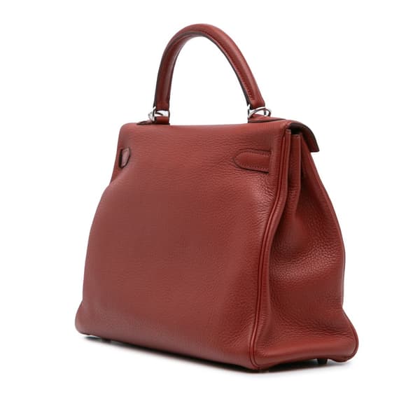 Pre-owned Hermès Clemence Kelly II Retourne 32 Red