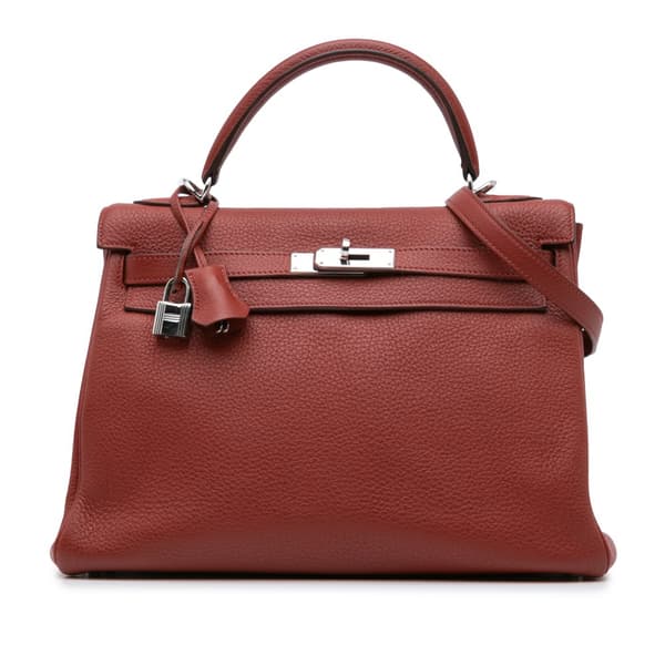 Pre-owned Hermès Clemence Kelly II Retourne 32 Red