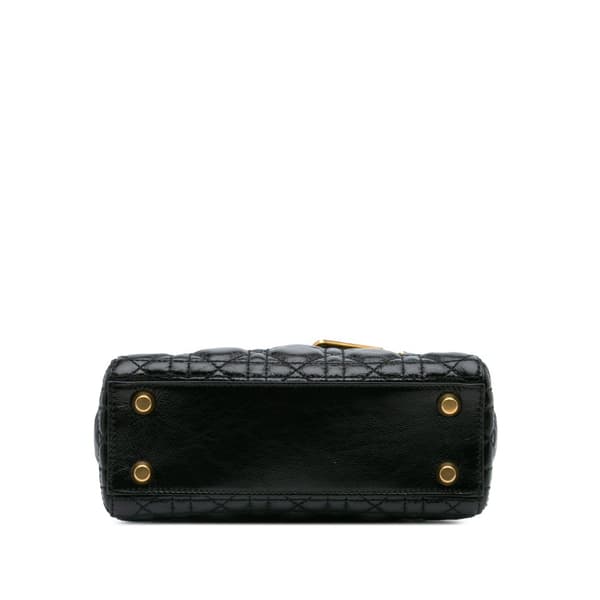 Pre-owned Dior Small Crinkled Patent Cannage My ABCDior Lady Dior Black