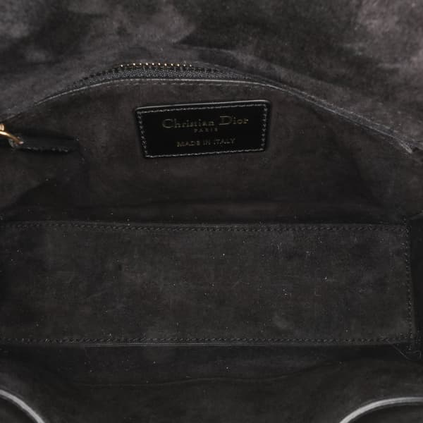 Pre-owned Dior Small Crinkled Patent Cannage My ABCDior Lady Dior Black