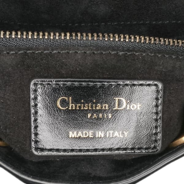 Pre-owned Dior Small Crinkled Patent Cannage My ABCDior Lady Dior Black