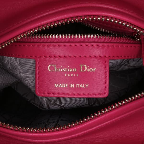Pre-owned Dior Medium Lambskin Cannage Lady Dior Pink