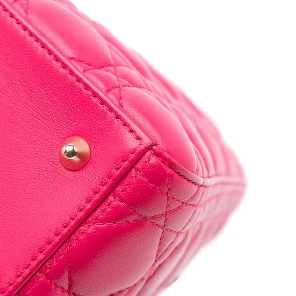 Pre-owned Dior Medium Lambskin Cannage Lady Dior Pink
