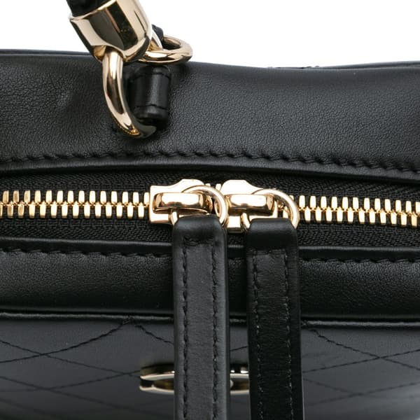 Pre-owned Chanel Calfskin Stitched Cup Of Tea Vanity Case Black
