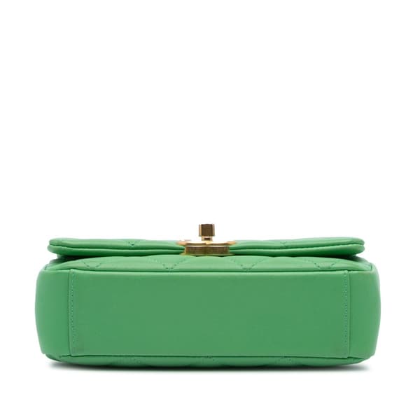 Pre-owned Chanel Small Quilted Lambskin Chain Is More Flap Green