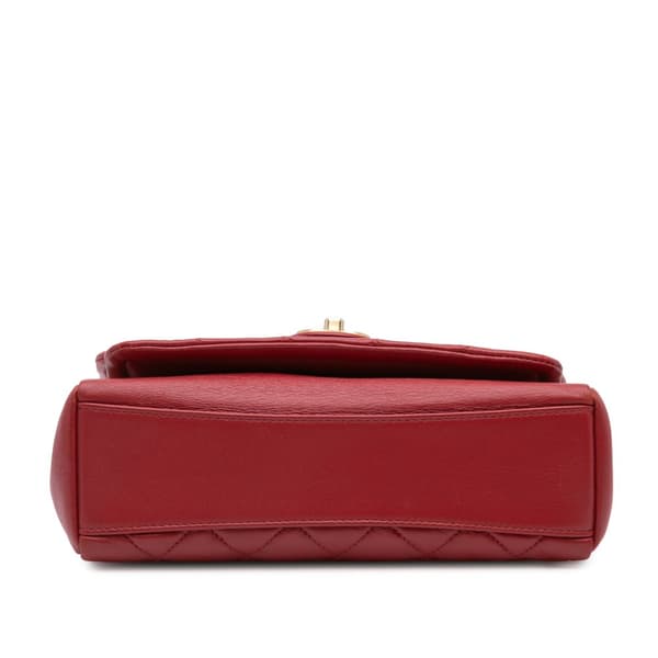 Pre-owned Chanel Small Quilted Lambskin Chain Link Flap Red