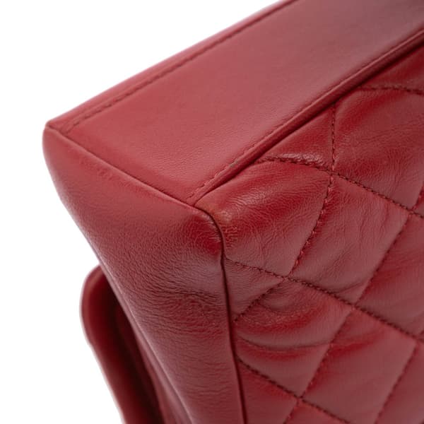 Pre-owned Chanel Small Quilted Lambskin Chain Link Flap Red