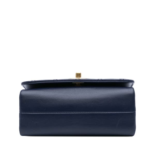 Pre-owned Chanel Mini Quilted Calfskin Pearl Boy Chain Flap Blue