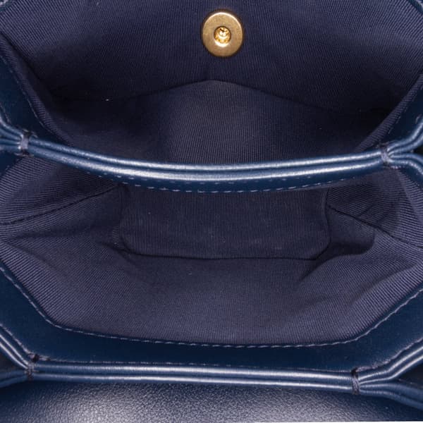 Pre-owned Chanel Mini Quilted Calfskin Pearl Boy Chain Flap Blue