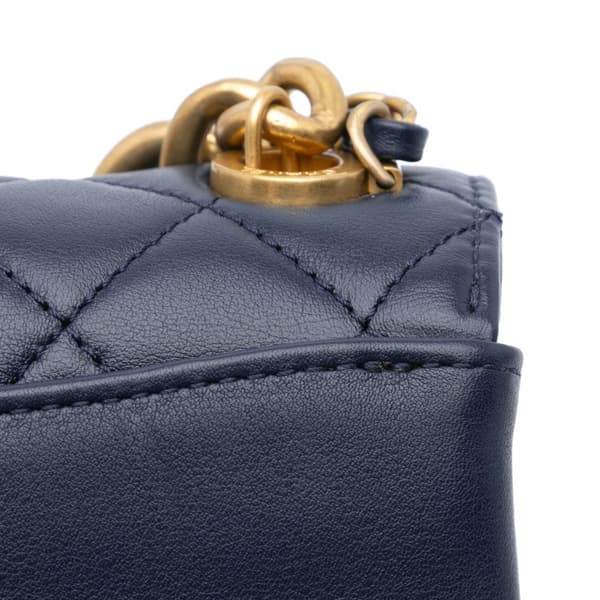 Pre-owned Chanel Mini Quilted Calfskin Pearl Boy Chain Flap Blue