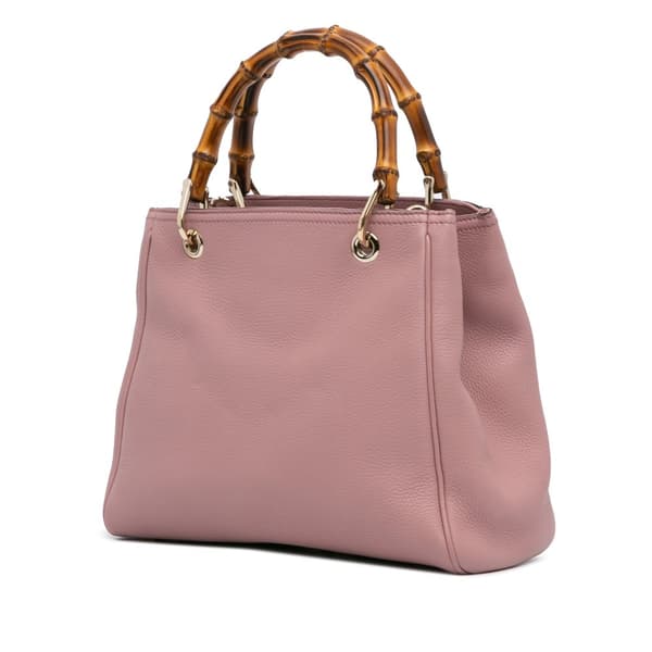 Pre-owned Gucci Small Calfskin Bamboo Shopper Satchel Pink