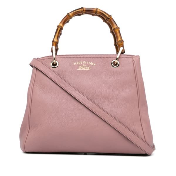 Pre-owned Gucci Small Calfskin Bamboo Shopper Satchel Pink