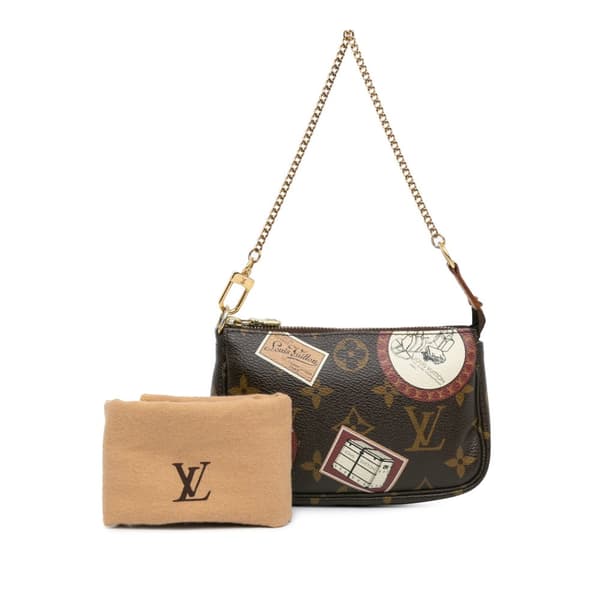 Pre-owned Louis Vuitton Monogram Patch Mini Pochette Accessoires Brown