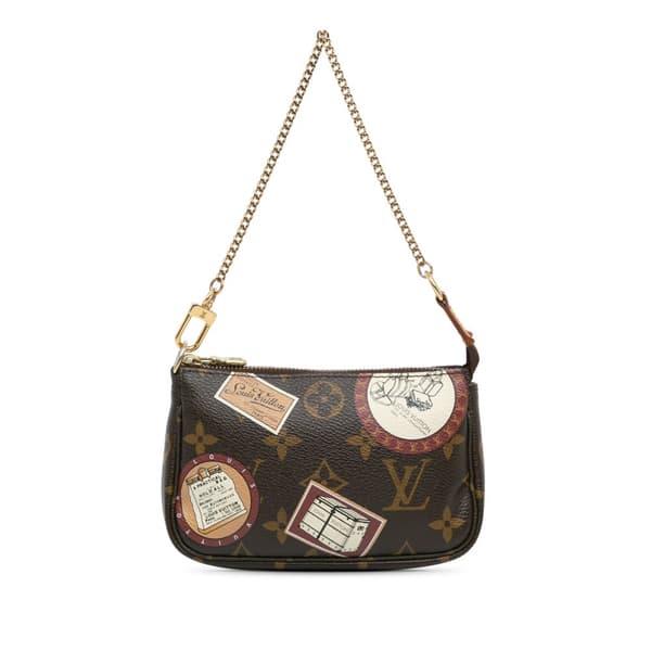 Pre-owned Louis Vuitton Monogram Patch Mini Pochette Accessoires Brown