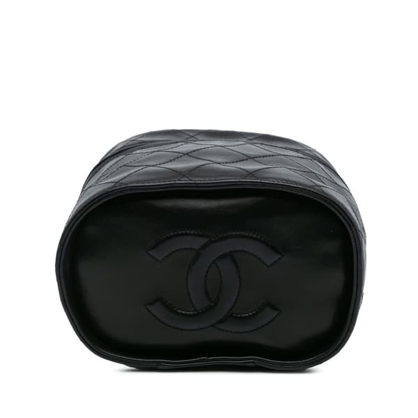 Pre-owned Chanel Quilted Lambskin Tassel Vanity Case Black