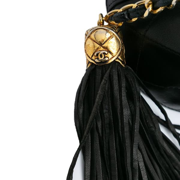 Pre-owned Chanel Quilted Lambskin Tassel Vanity Case Black
