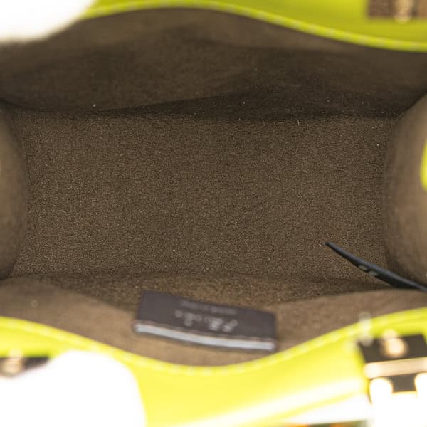 Pre-owned Fendi Mini Zucca Embossed Leather Sunshine Shopper Tote Green