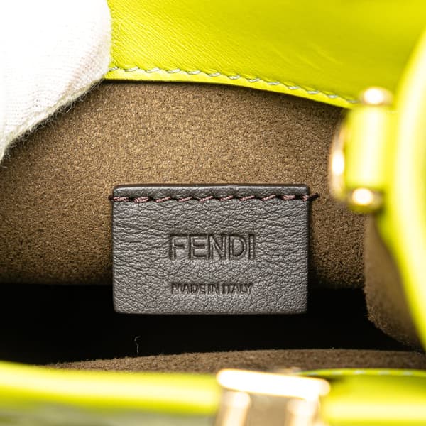 Pre-owned Fendi Mini Zucca Embossed Leather Sunshine Shopper Tote Green