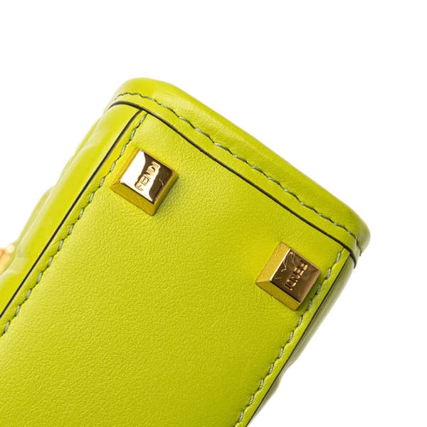 Pre-owned Fendi Mini Zucca Embossed Leather Sunshine Shopper Tote Green