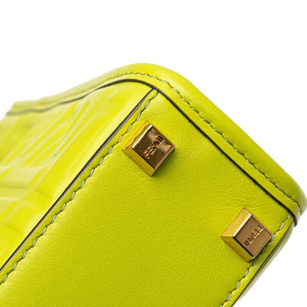 Pre-owned Fendi Mini Zucca Embossed Leather Sunshine Shopper Tote Green