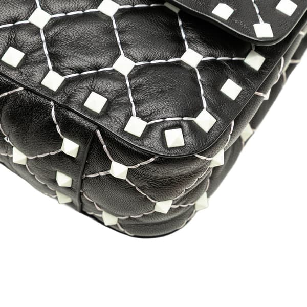 Pre-owned Valentino Small Lambskin Free Rockstud Spike Satchel Black