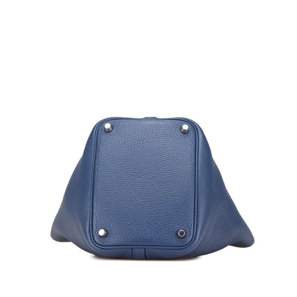 Pre-owned Hermès Clemence and Swift Eclat Picotin Lock 18 Blue