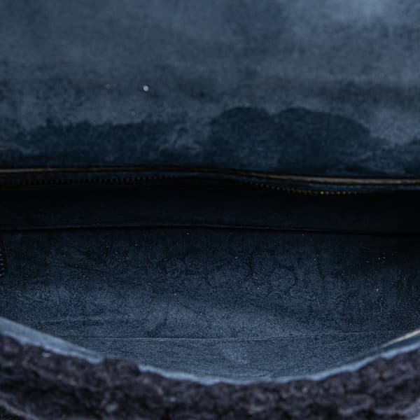 Pre-owned Valentino Medium Cashmere Roman Stud Satchel Blue