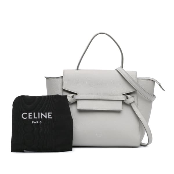 Pre-owned Celine Nano Grained Calfskin Belt Bag Gray