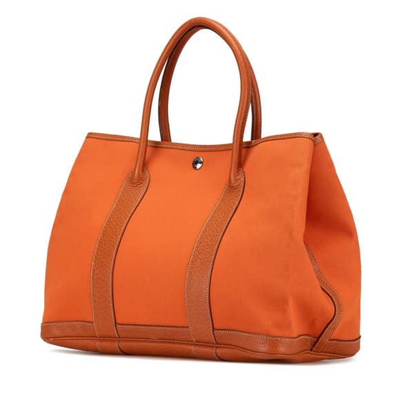 Pre-owned Hermès Toile and Negonda Garden Party 30 Orange