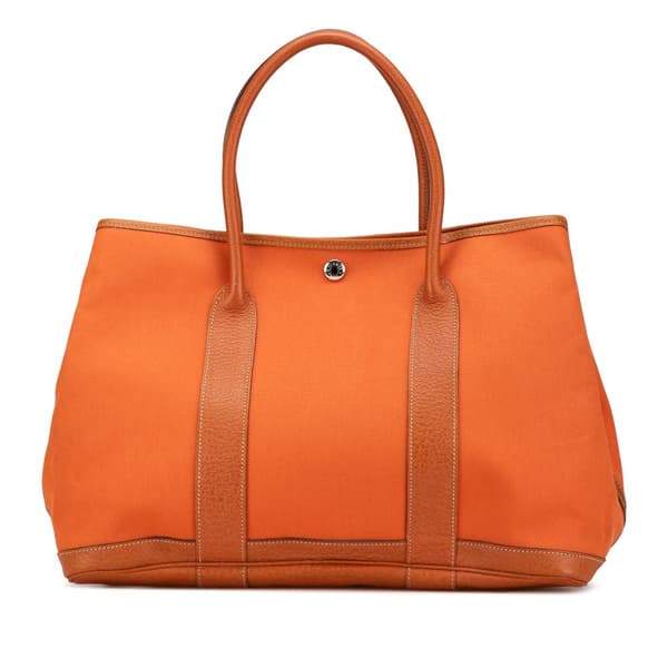 Pre-owned Hermès Toile and Negonda Garden Party 30 Orange