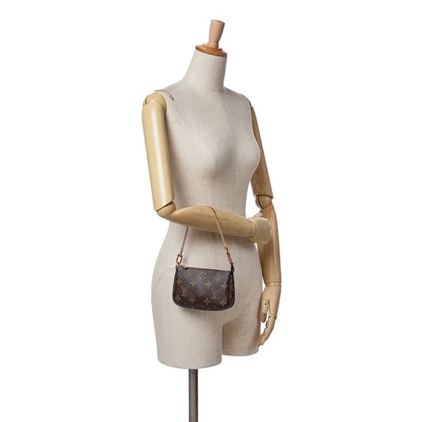 Pre-owned Louis Vuitton Monogram Mini Pochette Accessoires Brown