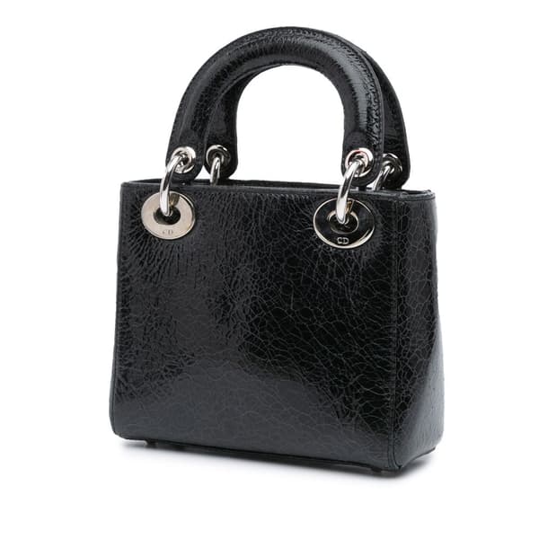 Pre-owned Dior Mini Ceramic Effect Deerskin Jeweled Swan Lady Dior Black