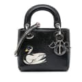 Miniatyrbilde 1 av 10: Pre-owned Dior Mini Ceramic Effect Deerskin Jeweled Swan Lady Dior Black