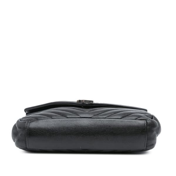 Pre-owned Saint Laurent Medium Monogram Chevron Sheepskin College Bag Black
